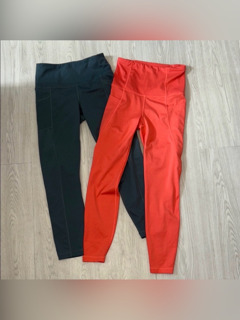 ALL IN MOTION 2 pair leggings size small orange and green